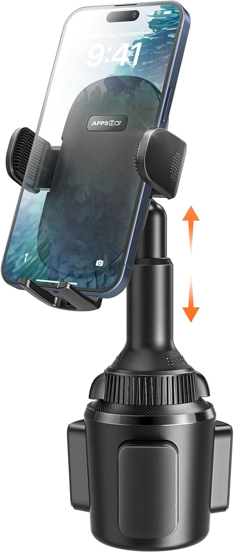 Apps2Car Universal Car Cup Phone Holder | Quick Extension Long Arm | 360&deg; Swivel | Adjustable for Iphone, Samsung, Google, and All Smartphones | Stable & No Shake Design image number 6