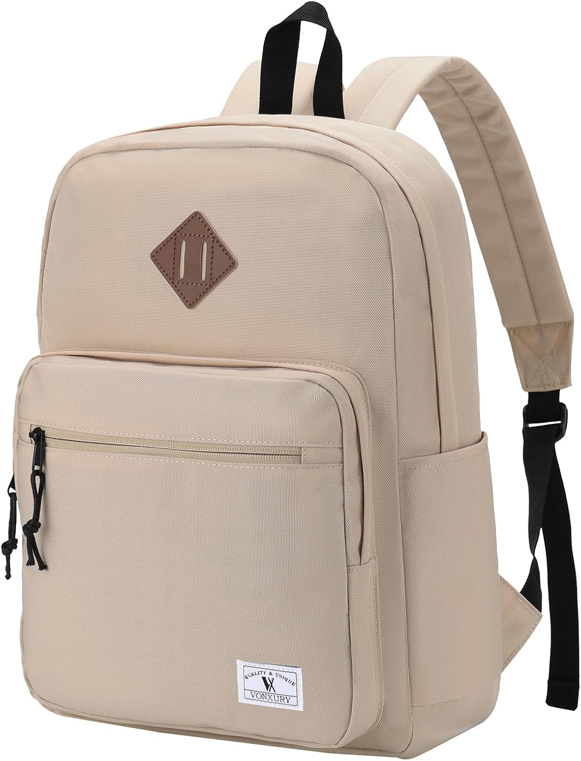 VX VONXURY School Backpack for Men Women,Lightweight Classic Basic Bookbag Simple Kids Black Backpack for College Travel