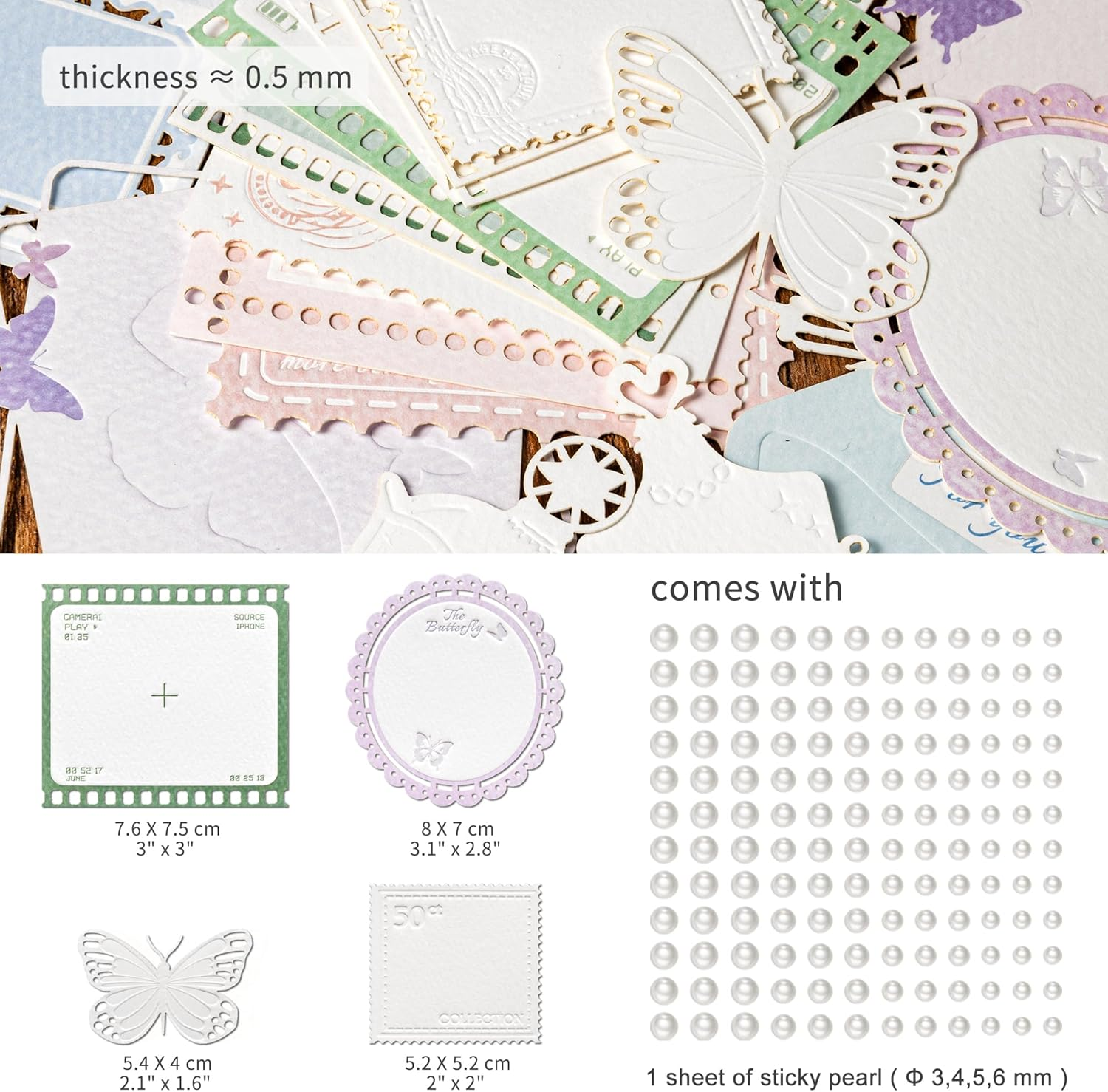 2 Packs Vintage Scrapbook Cutout Paper Window Frame Decorative Paper Butterfly Bottle Film Deco Paper for Card Making DIY Photo Album Notebook Scrapbooking Handmade Arts and Crafts (Shine) image number 1