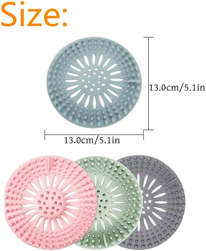 4Pcs Hair Catcher Shower Drain Cover, Hair Stopper Drain Protector Universal Rubber Sink Strainer for Bathtub Kitchen and Bathroom(4 Colors image number 1