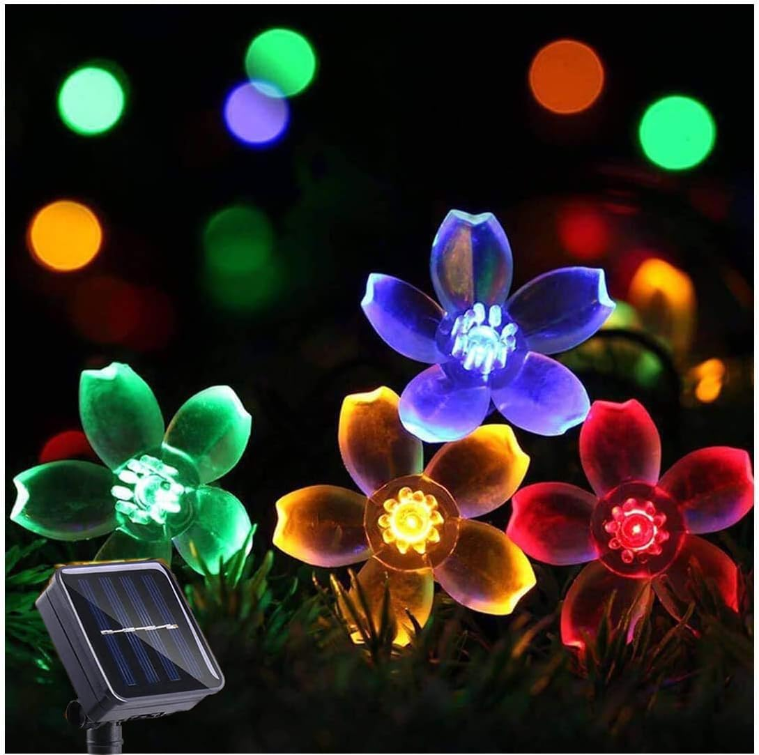 Solar String Lights Garden, 23Ft 8 Modes 50 LED Blossom Solar Powered Fairy Lights Waterproof Outdoor Flower String Lights for Patio, Yard, Home, Lawn, Party Decorations (Multicolor, 7M 50Leds) image number 6