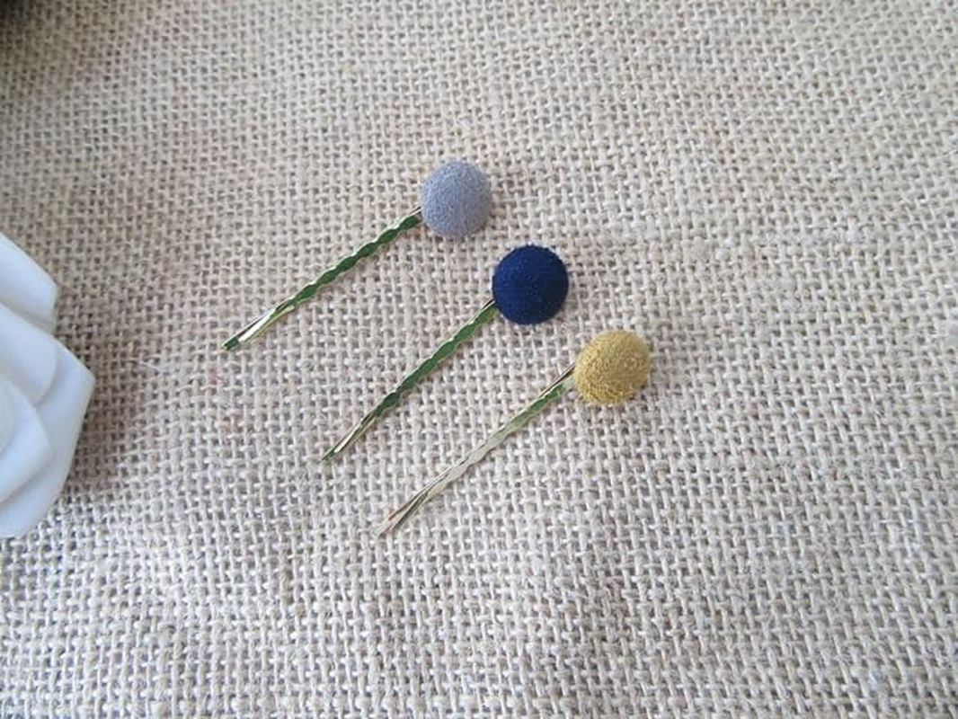 6Sheets X 3Pcs Classic Button Hair Clip Hair Accessory Mixed Color image number 1