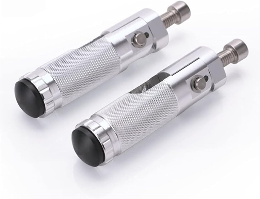 KANGYEBAIHUODIAN 2Pcs CNC Aluminum Universal Motorcycle Motor Bike Folding Footrests Footpegs Foot Rests Pegs Rear Pedals Set Parts Black Sliver (Color : Sliver) image number 3