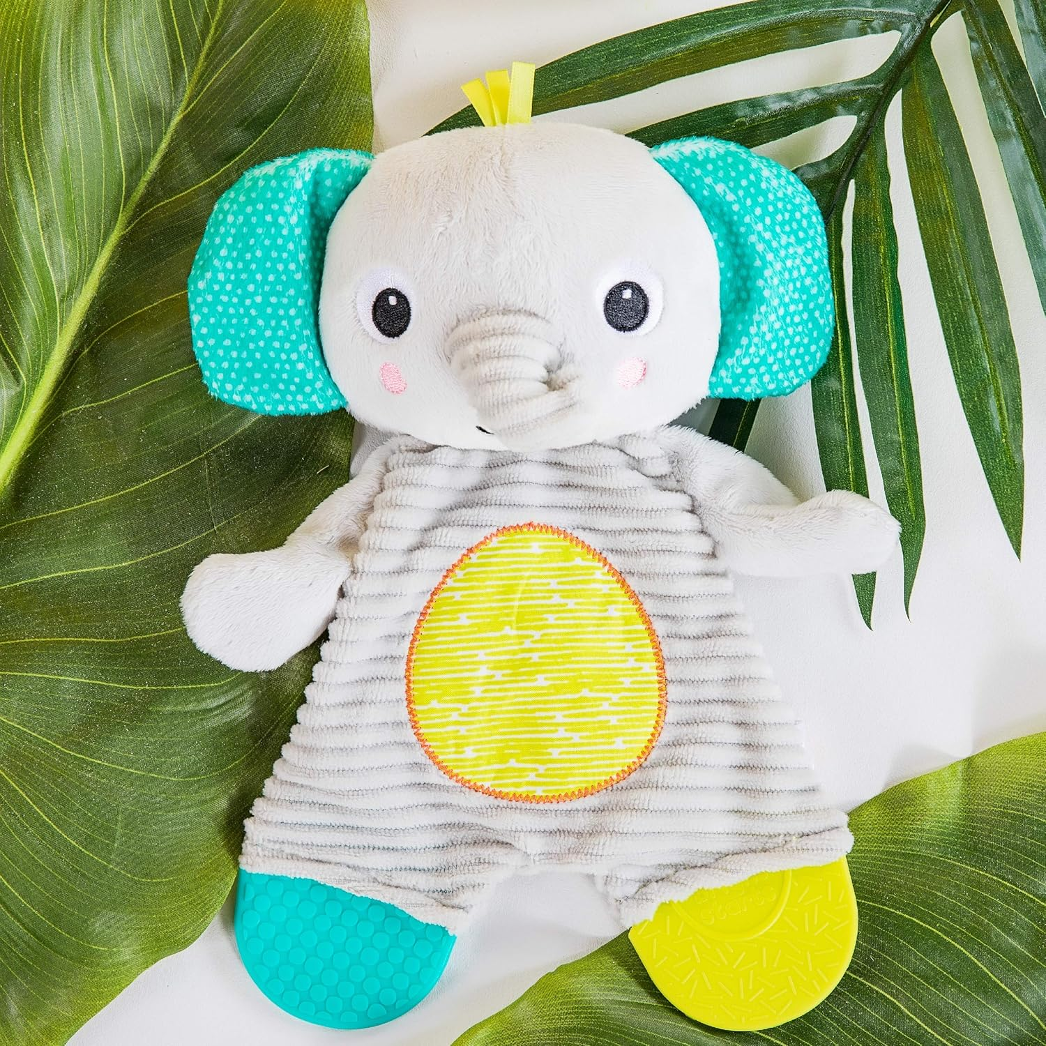 Bright Starts Snuggle & Teethe Bpa-Free Crinkle Teething Plush Baby Toy - Elephant