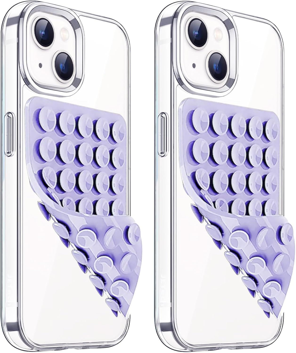 Khxriypha 2 Pack Silicone Suction Cup Phone Case Mount, Double Sided, Hands-Free, Non Slip, Lightpink&Translucent