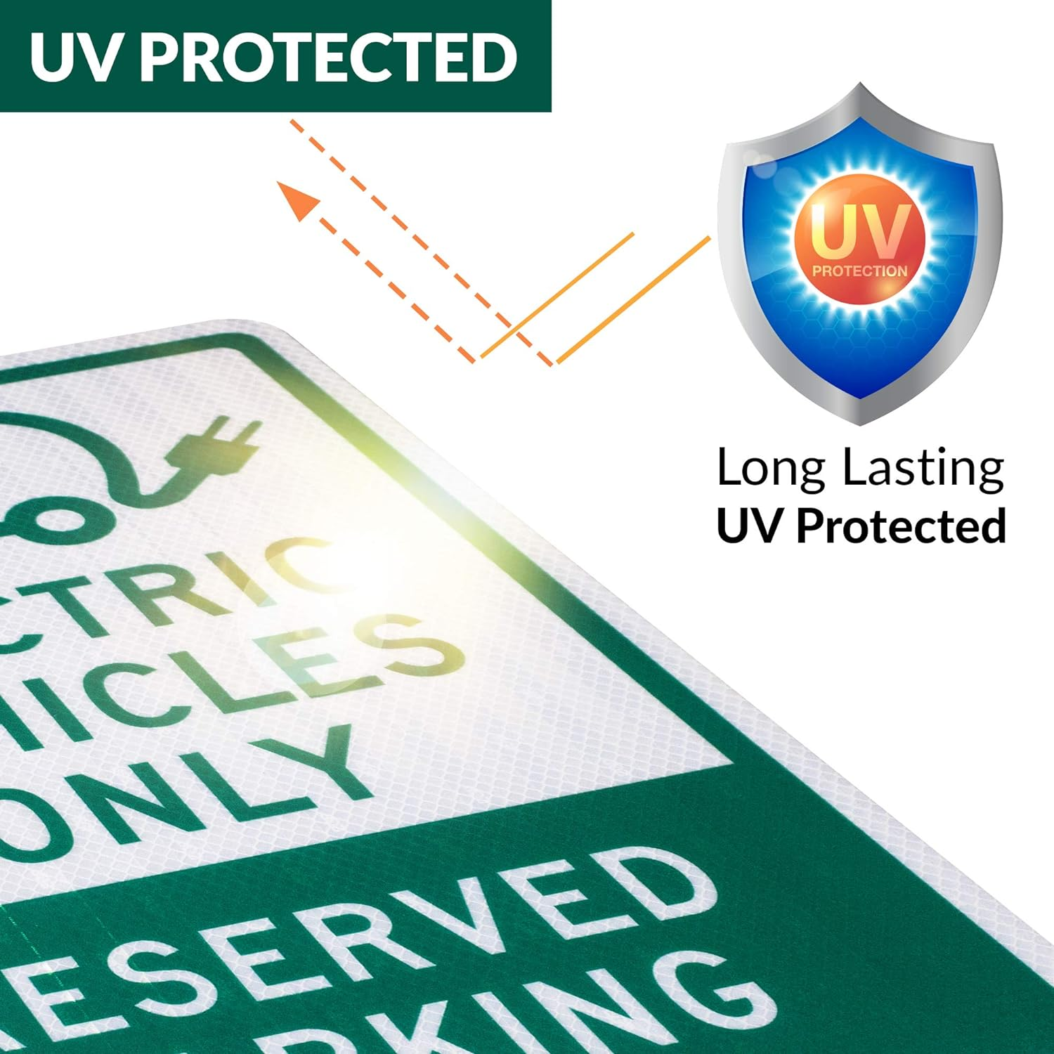 3 PACK - EV Parking Sign Electric Vehicle Reserved 12" X 18" 3M Authorized Engineer Grade EG EGP Quality Reflective Durable Laminated Aluminum image number 1