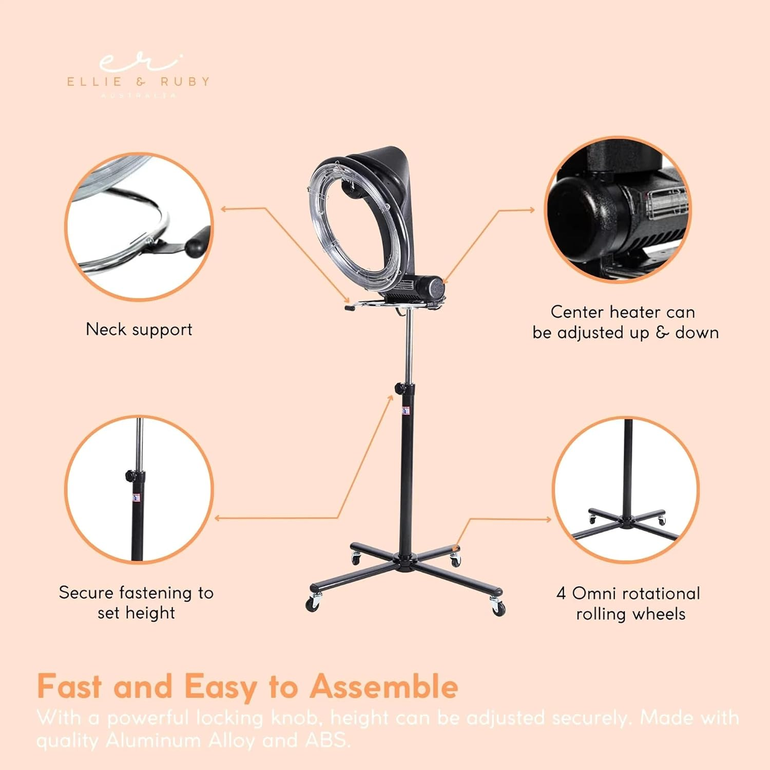 Standing Hair Dryer Accelerator Colour 360 Rotating Halo Rolling Salon Equipment image number 2