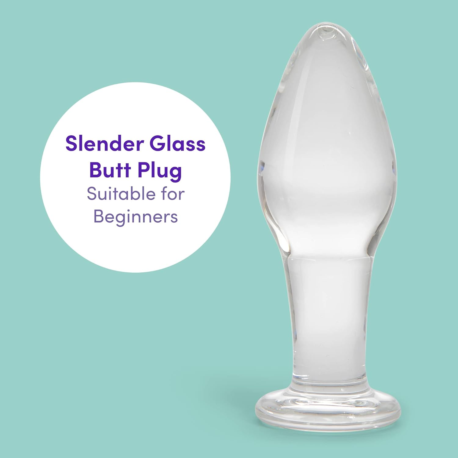 Lovehoney Pure Pleasure Butt Plug - 4 Inch Glass Anal Plug - Tapered Tip with Flared Base - Waterproof - Clear