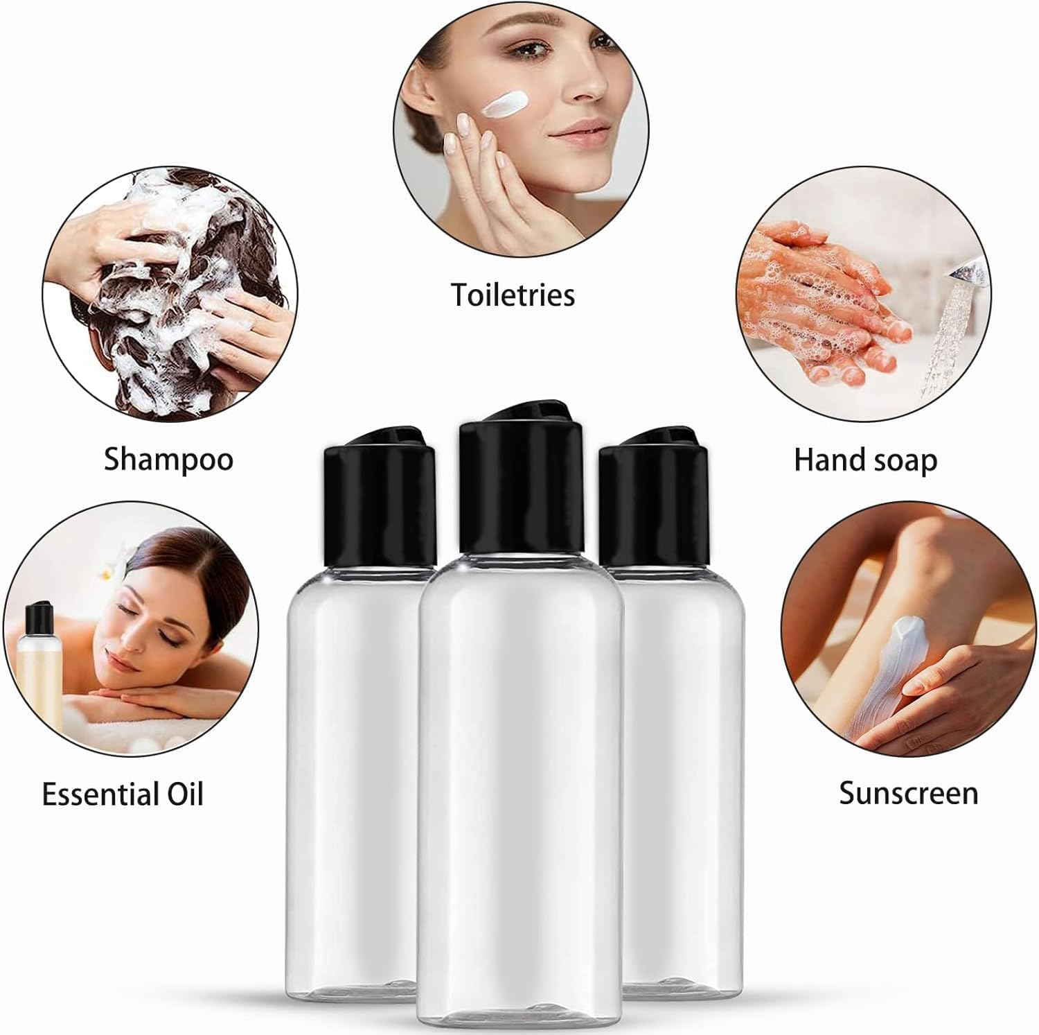 3.4 Oz Travel Bottles for Toiletries, Empty Travel Size Containers Tsa Approved, Small Plastic Shampoo Bottles with Labels and Transparent Storage Bag 4/5 Pcs 100Ml, Clear (4 Pcs Clear) image number 3