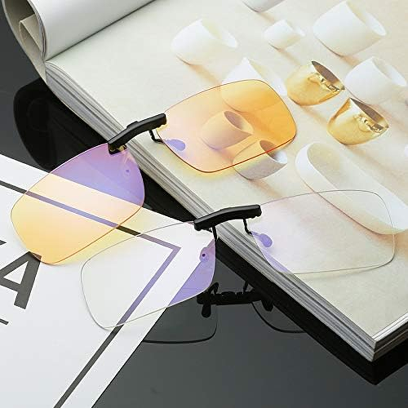 Sagasave Glasses Clip on Fashion anti Blue Light Blocking Filtering for Computer Gaming Reading Reader Glasses - Yellow image number 5