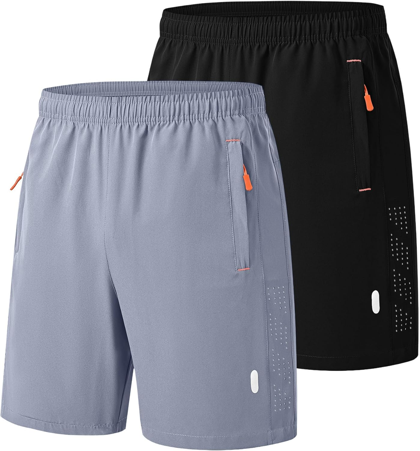 RBYEKP 2 Pack Men'S Sport Shorts Pack Zip Pockets Gym Training Jogging Shorts for Men Athletic Lightweight Elastic Waist