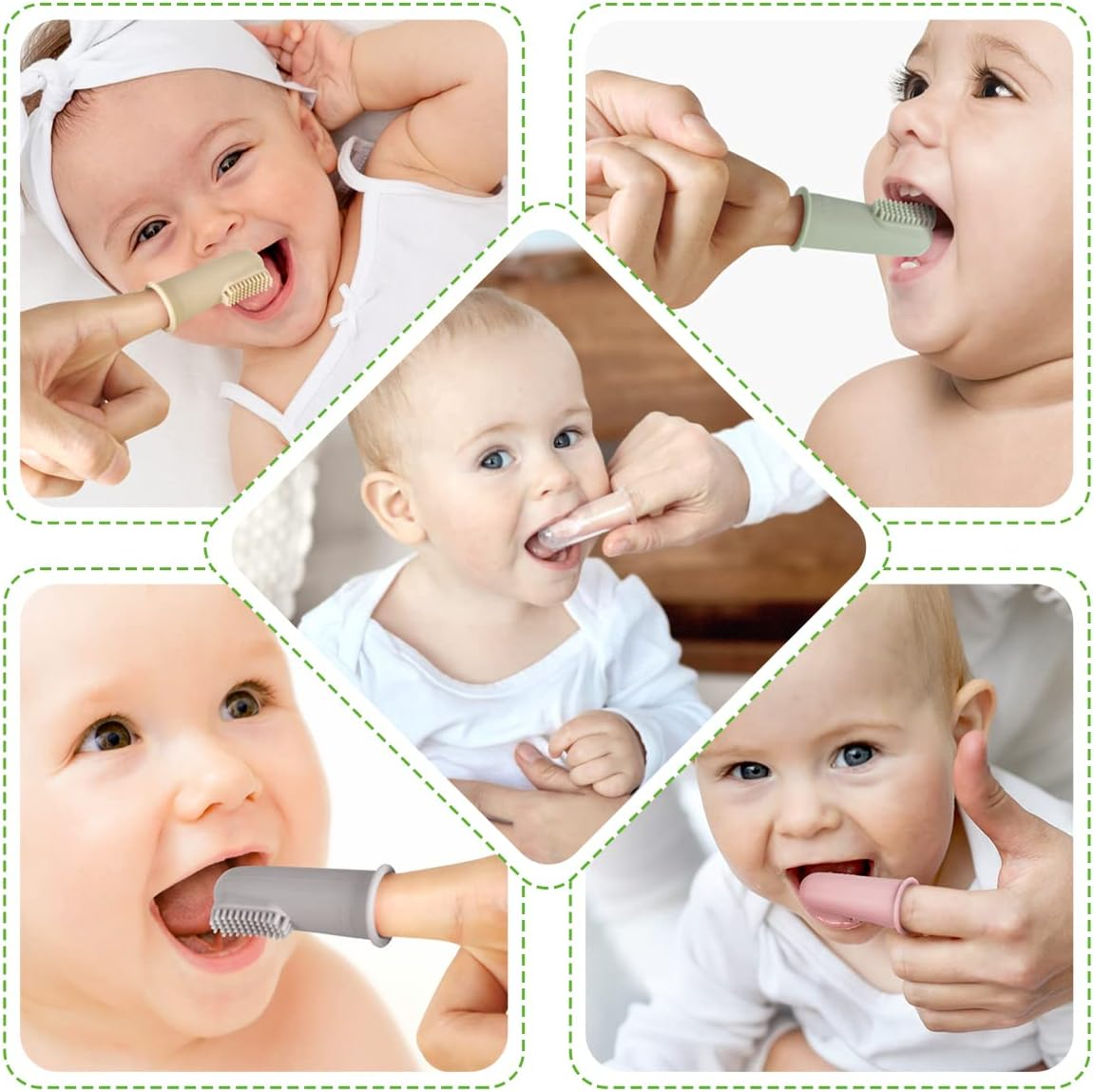 Haakaa Silicone Baby Finger Toothbrush, Oral Care for Infants|Babies|Toddlers|Kids, Soft Food Grade Silicone, 0 Months+, 2 Pack(Clear） - Clear image number 5