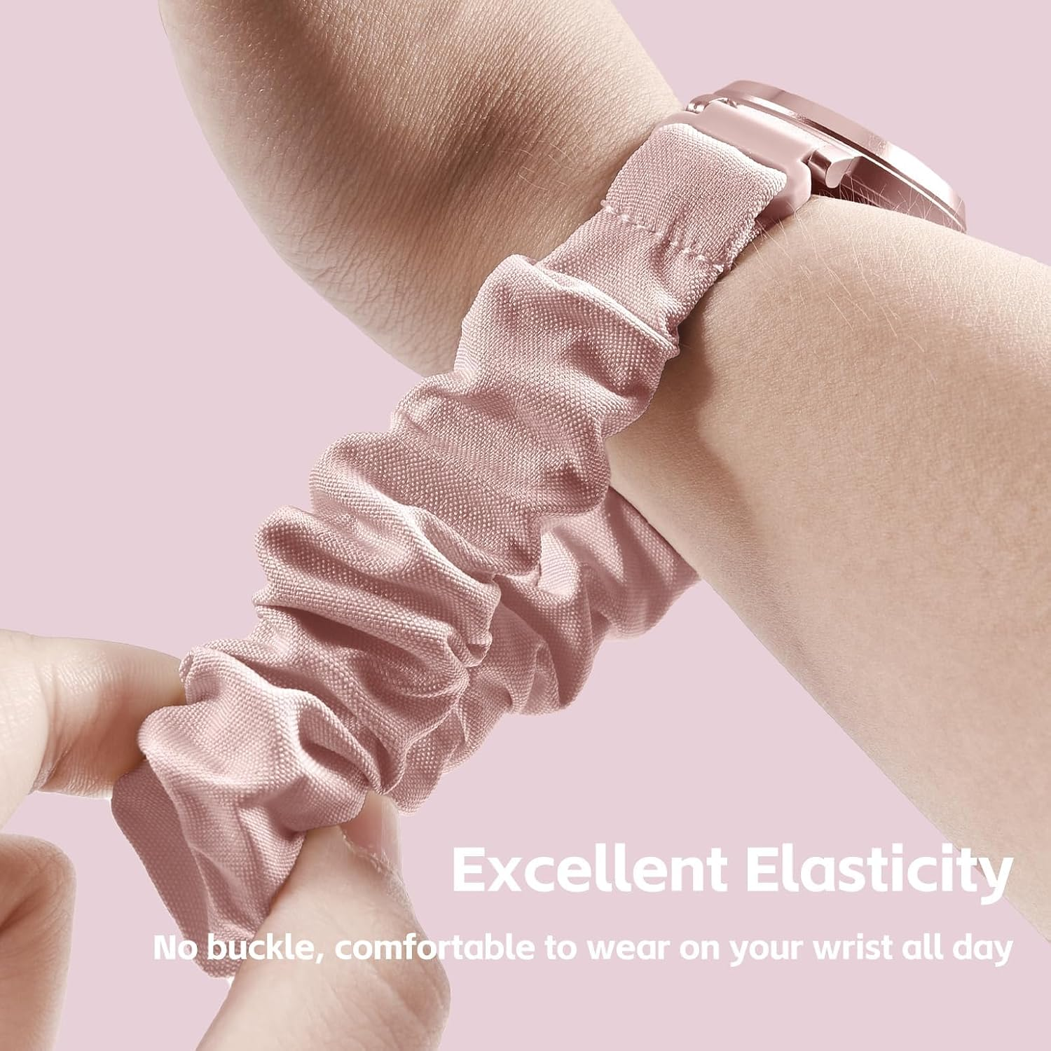 Oanux 2 Pack Stretchy Scrunchie Compatible with Garmin Lily 2 Watch Band, 14Mm Elastic Fabric Cloth Soft Sport Strap Wristband for Lily 2/Lily 2 Active/Classic Women Men image number 1