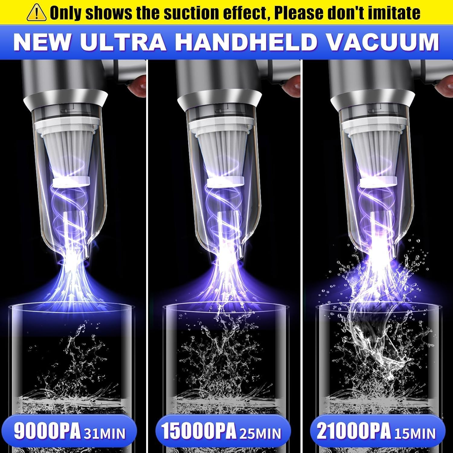 Dilidala Car Vacuum Cleaner, Portable Handheld Vacuum Cleaner 25000PA High Power, Mini Vacuum Cleaner for Carpet Pets Hair, Air Duster Air Blower image number 5