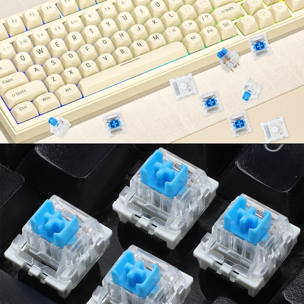 Lymizhuo 20Pcs 3-Pin Blue Keyboard Switches - Dustproof Mechanical Keyboard Clickers for Gaming Keyboards | Smooth & Durable Replacement Switches