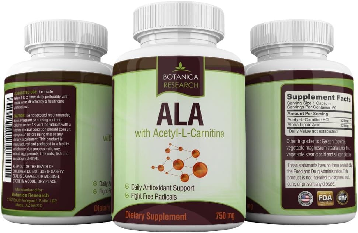 Acetyl-L-Carnitine & Alpha Lipoic Acid Supplement &ndash; 525Mg ALCAR + 225Mg ALA per Capsule &ndash; Non-Gmo, Sports Nutrition Formula &ndash; 60 Capsules image number 6