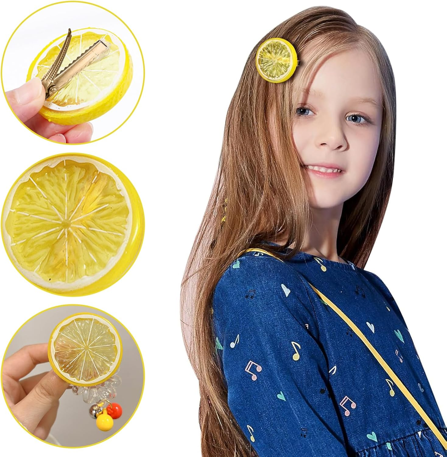 Hair Clips for Girls, Pack of 2 Orange Hair Clips, Hairpins, Hair Accessories for Girls with Fruit Motifs, Accessories for Carnival Party image number 2