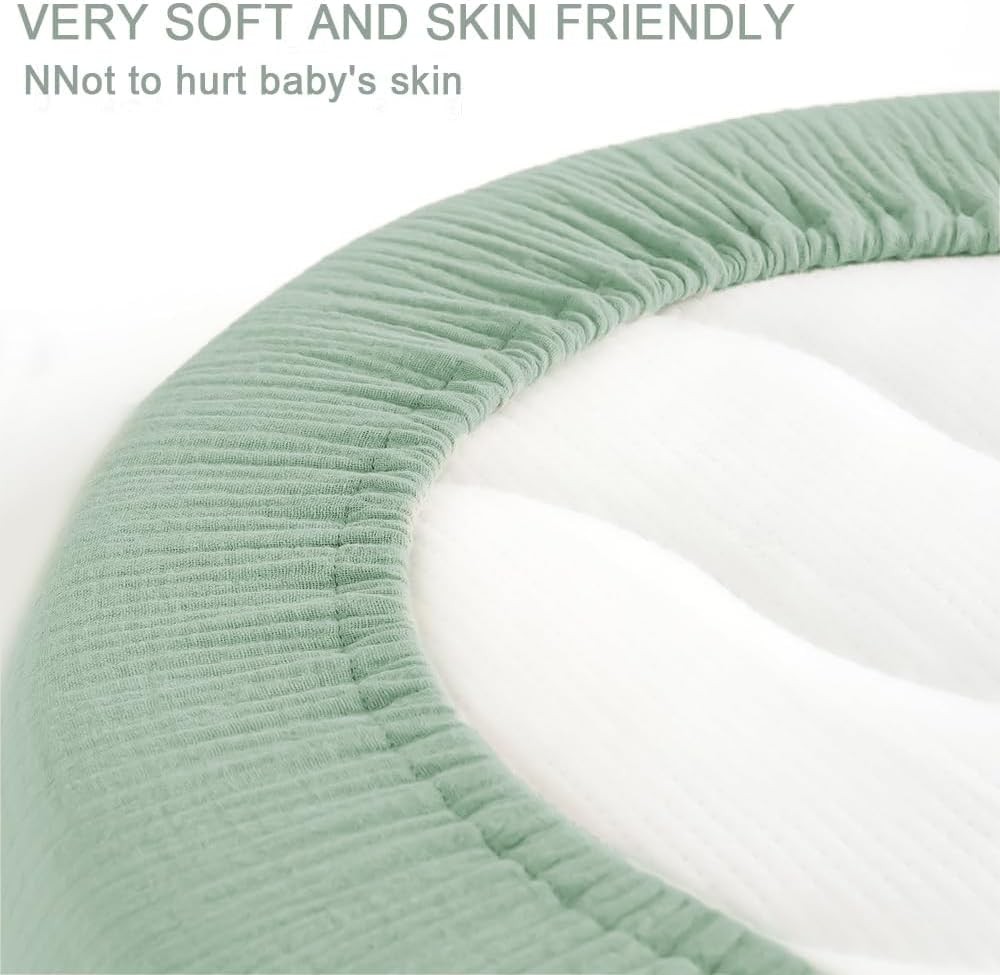 2 Pcs Bassinet Fitted Sheets, Universal Cradle Sheet Set for Rectangle, Oval, or Hourglass Bassinet Pad/Mattress, Soft Breathable Stretchy Baby Pad/Mattress Sheet Sets for Baby Boy and Girl image number 2