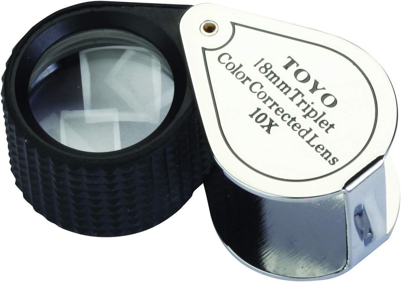 Toyo Professional 10X Magnifying Jeweler'S Loupe with 18Mm Triplet Lens, Chrome image number 1
