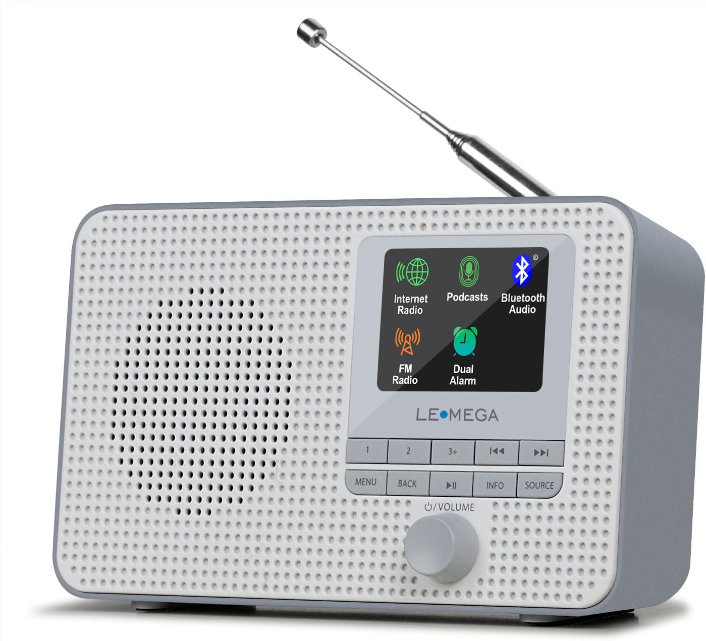 LEMEGA IR1 Portable Internet Radio,Fm Digital Radio,Wifi,Bluetooth,Dual Alarms&Clock,Kitchen/Sleep/Snooze Timer,40 Pre-Sets,Headphones Output,Colour Screen,Mains Powered and AA Batteries - Walnut