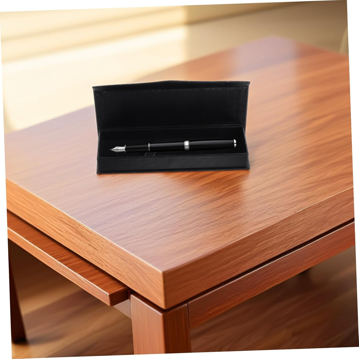 TEHAUX 6Pcs Black Pen Box Pencil Case Rectangular Container Organizer Pen Holder for Home Desk Stationery Storage image number 4