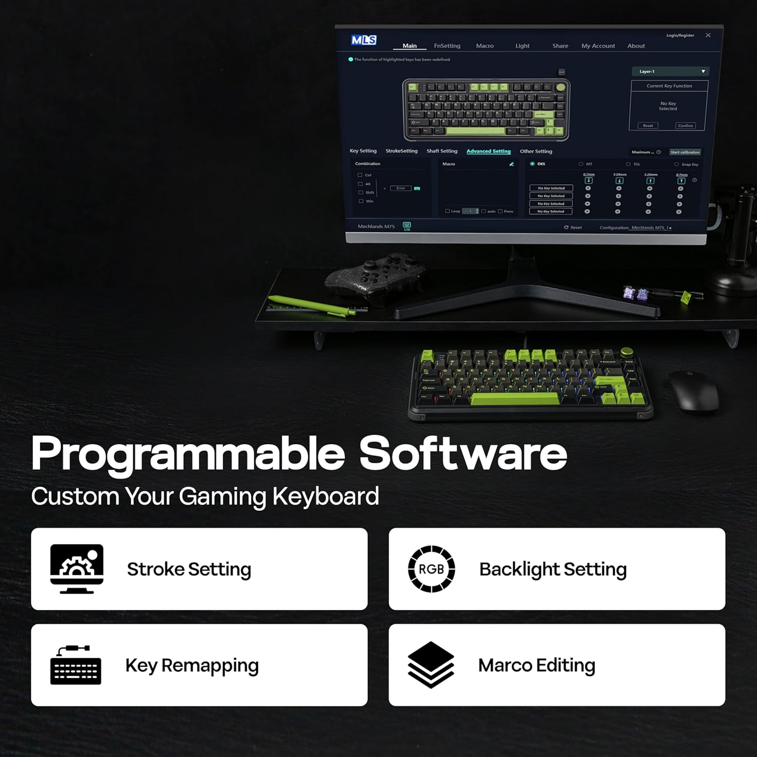 M75 Wired Hall Effect Gaming Keyboard with 8K Polling Rate, 0.128Ms Latency, 75% Rapid Fast Keyboard with DKS/MT/TGL/SOCD, Hot-Swappable Magnetic Switch, Knob, RGB Backlits, NKRO image number 2