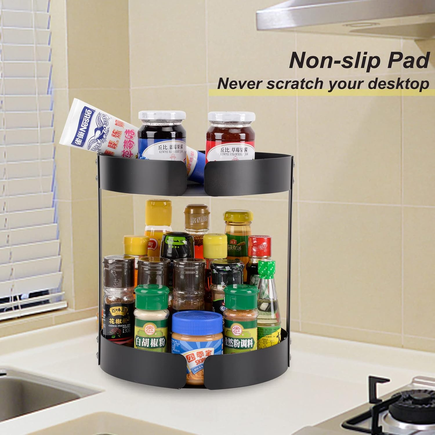 2 Tier Bathroom Countertop Organizer, Stainless Steel Sink Storage Shelf, Waterproof and Rustproof, Premium Counter Rack Vanity Tray with Non-Slip Mat for Perfume, Makeup, Coffee image number 1