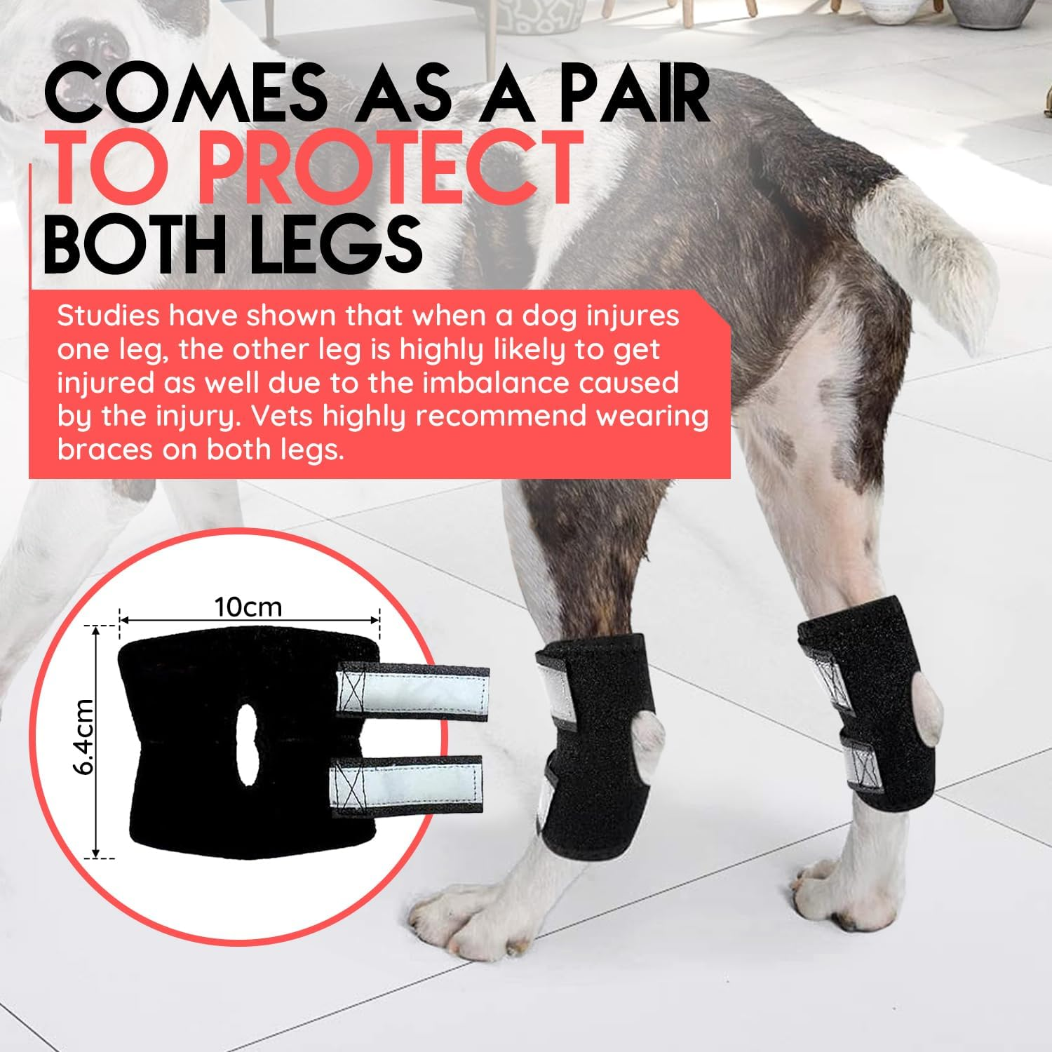 Dog Rear Leg Braces [Pair] Wraps with Safety Reflective Straps for Joint Injury and Sprain Protection, Wound Healing, Arthritis Pain Relief and Increased Stability for Large Dogs &ndash; Adjustable (XS) image number 6