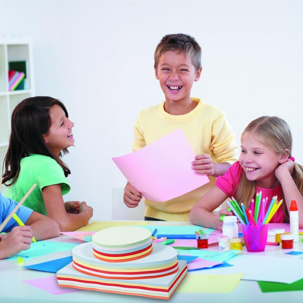 Set of 360 Presentation Cards, 6 Colours, Round, Oval and Rectangular, Presentation Case, Teacher Supplies for Office, School, Presentation and Moderation