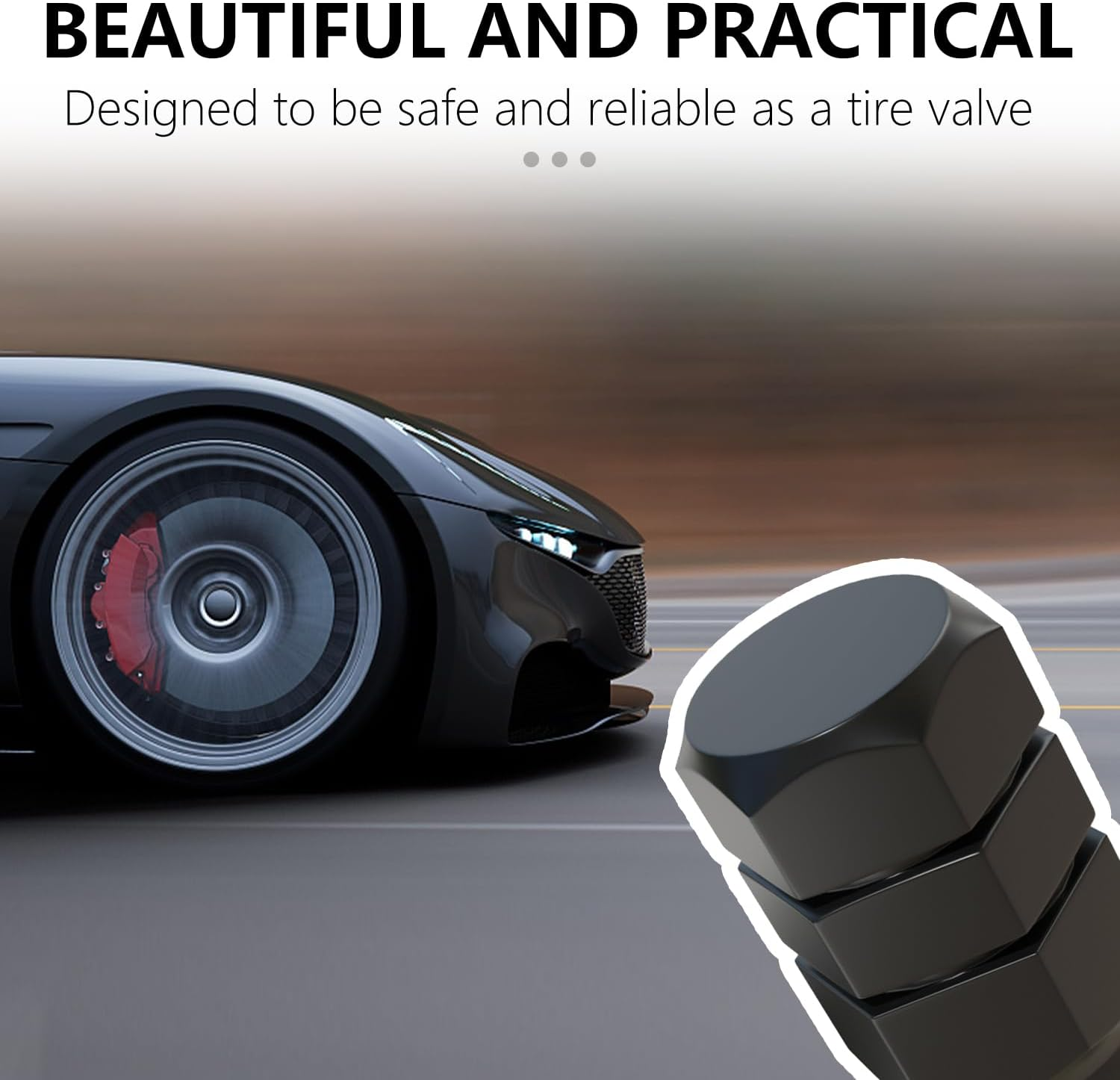 WALWAL Metal Tire Valve Caps, 5Pcs Hexagon-Shaped Aluminium Stem Covers, Universal Fit for Cars, Suvs, Bikes, and Motorcycles &ndash; Enhanced Seal & Easy Install(Black) image number 1