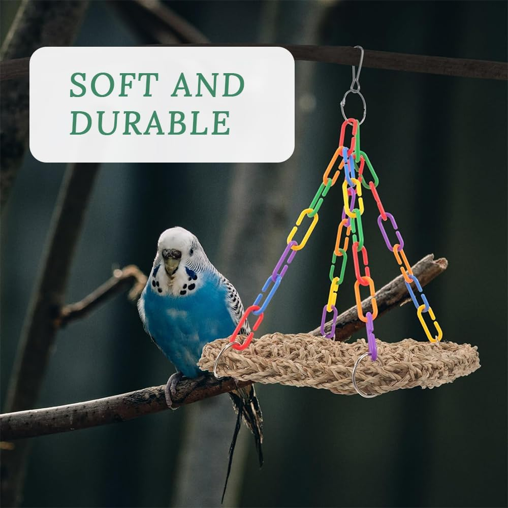 2 Pack Bird Water Grass Mat,Water Grass Woven Hammock,With Simple Attachment Hooks,Resistant Wear-Resistant,Suitable for All Kinds of Reptiles,Lizards,Parrots,Birds,Finches image number 2