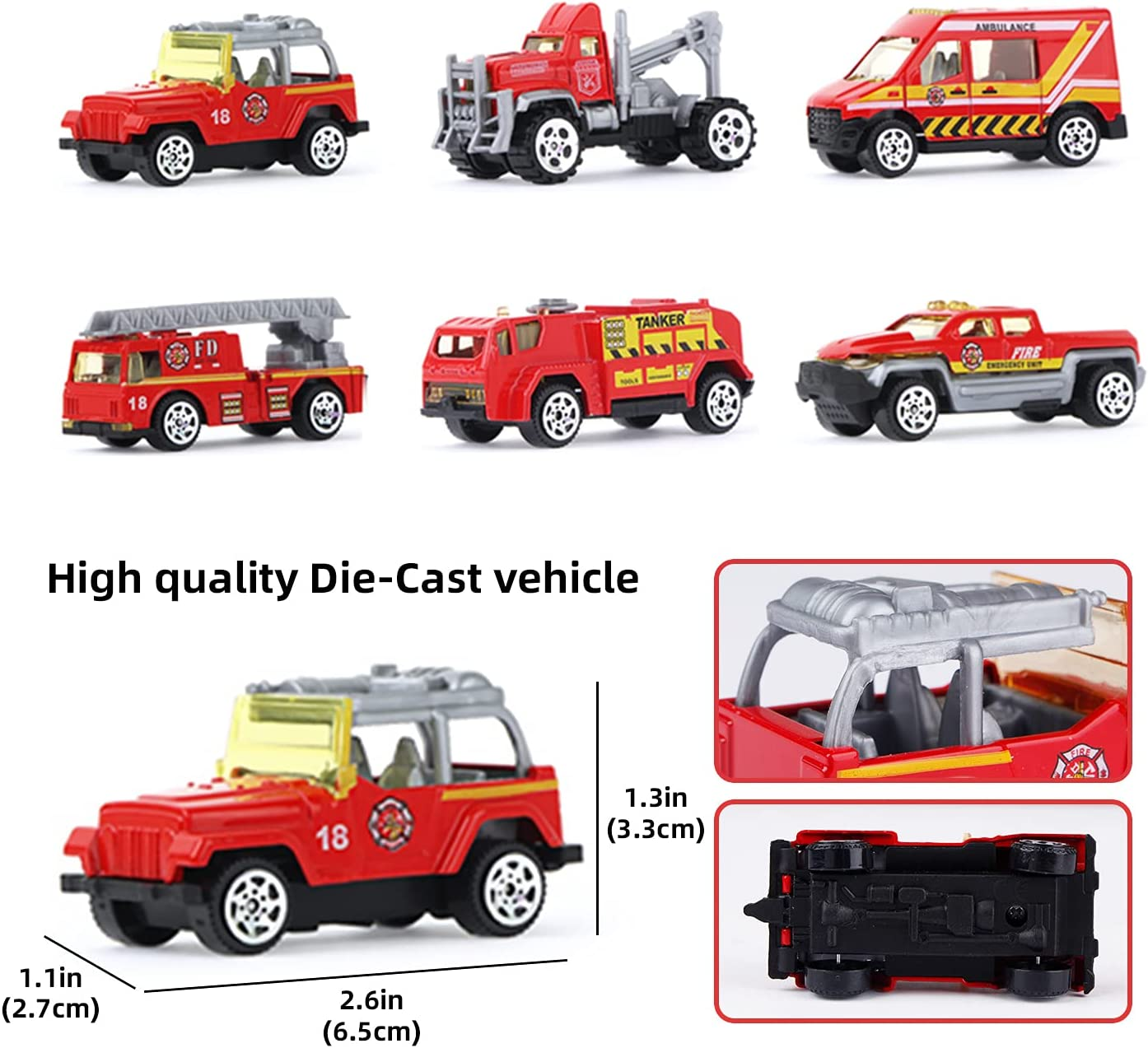 Jenilily Fire Engine Aeroplane Set, Emergency Rescue Plane Toy Cars Play Music Vehicles for 3 4 5 Years Old Boys Kids image number 2