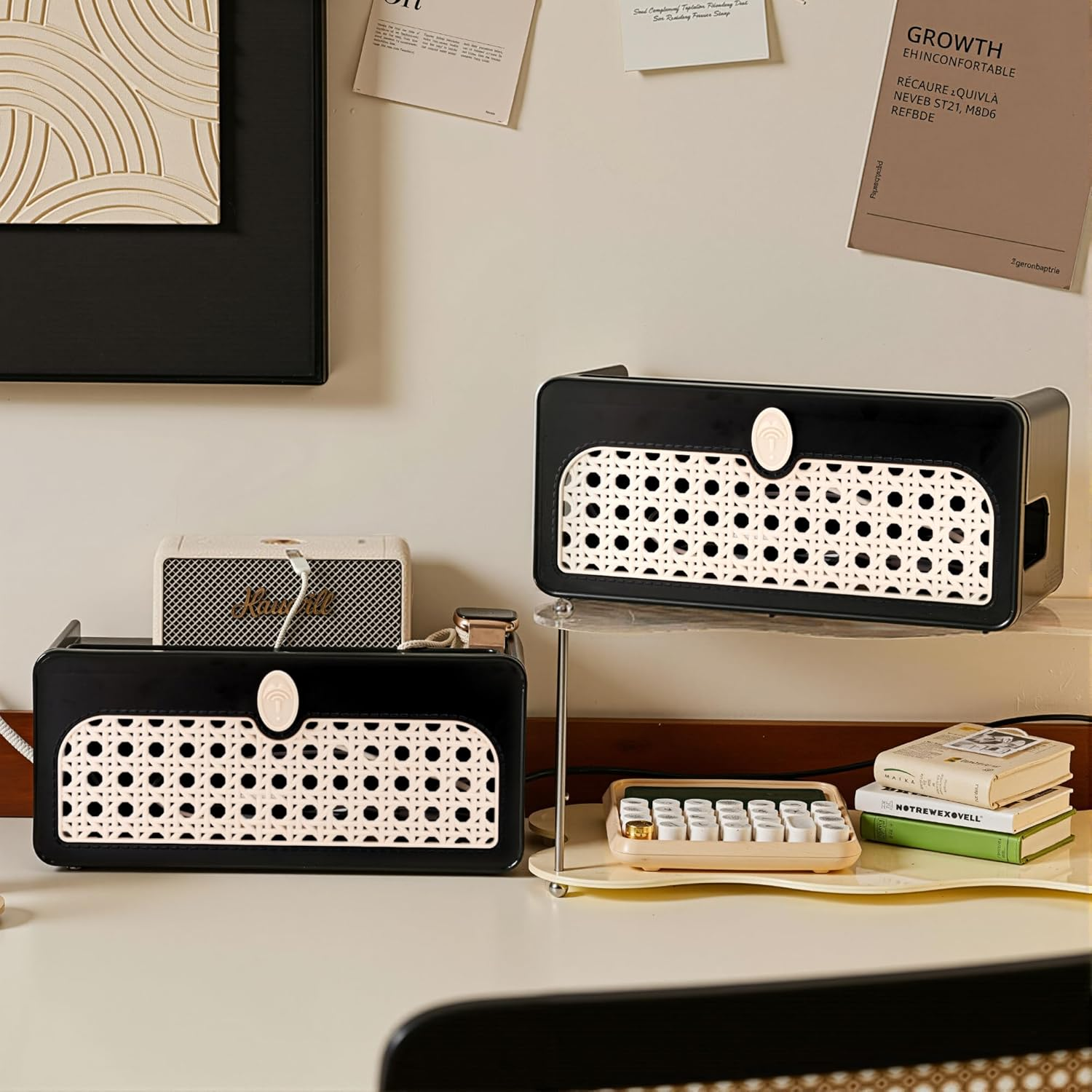 Cable Management Box, Cord Organiser for Desk, Cable Storage for TV Computer USB Hub to Hide and Management, Cord Accessories for Office, Home (Black) image number 1