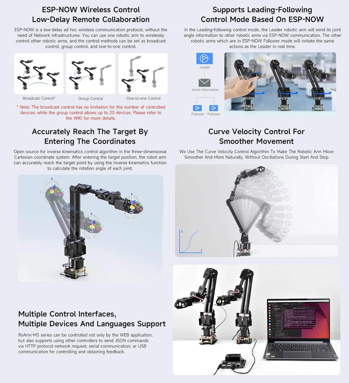 Waveshare Robotic Arm Kit, Desktop Robot Kit, 5 + 1 DOF, Based on ESP32, Wireless Control, 2-DOF Wrist Joint, Compatible with Lerobot, Adopts 5X All Metal ST3235 Bus Servos image number 3