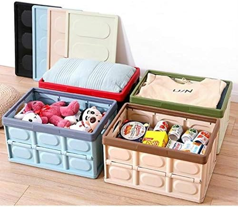 Clever Durable Collapsible Folding Stackable Plastic Crates Storage Container Basket Bins Box with Lids for Outdoor Picnic Camping Cooking Grocery Shopping (Small, Blue) image number 4