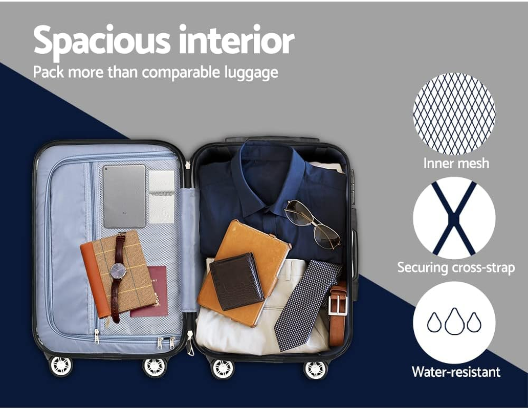 20" 55Cm Luggage Trolley Travel Suitcase Set Hard Case Lightweight Strap Travel Bag image number 3