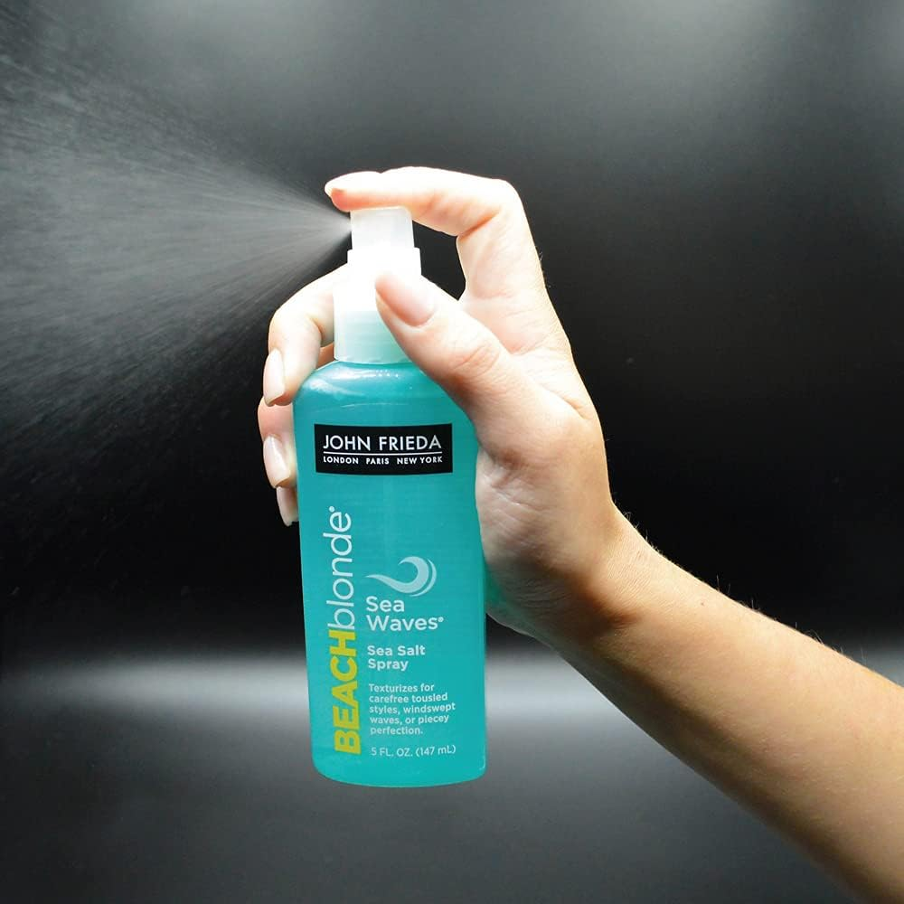 John Frieda Beach Blonde Sea Waves Salt Spray, Wave Texturizing Spray, with Natural Sea Salt to Enhance Wavy Hair for Tousled Volume, 150 Ml