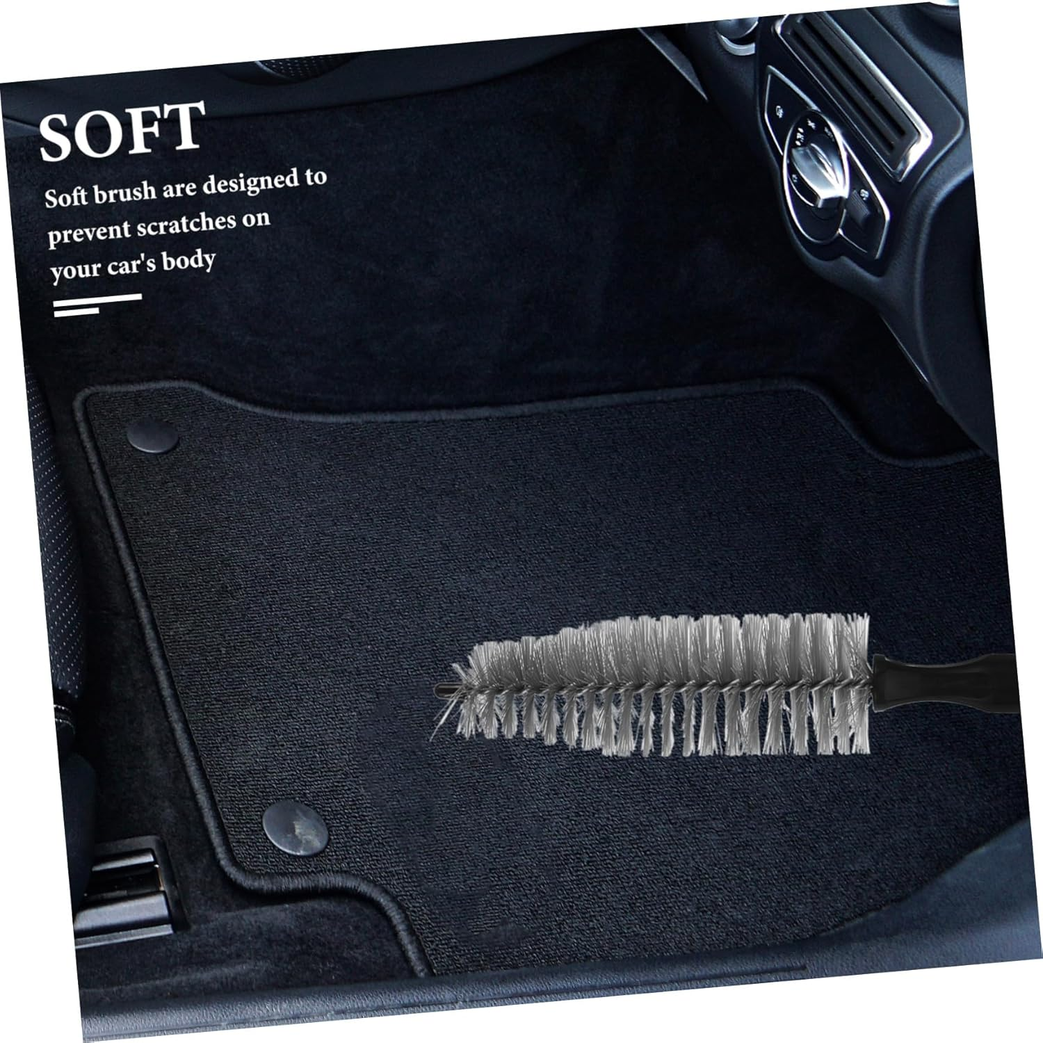 BRIGHTFUFU Car Wheel Rim Cleaning Brush Kit 2Pcs Automotive Carpet Scrubber with Exhaust and Floor Mat Cleaner for Motorcycle and Car Detailing image number 4