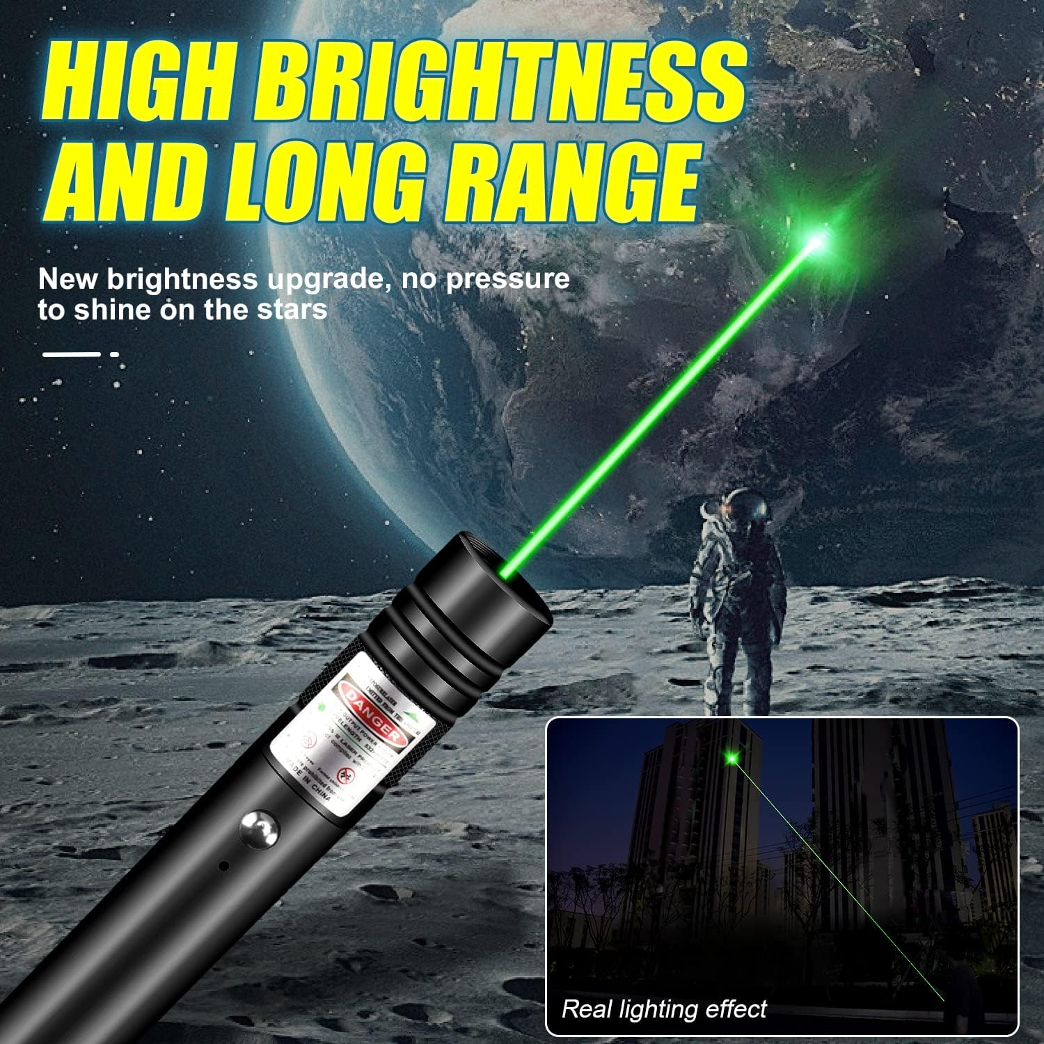High Power Green Laser Pointer Rechargeable Flashlight with Laser Pointer Long Range Laser Pointer for Astronomy Construction and Outdoor Adventure image number 2