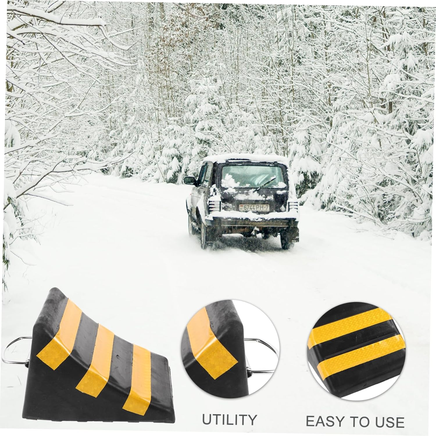 HEALEEP Heavy Duty Car Wheel Chock Wheel Stopper for Car Automotive Ramp Tire Support Pad image number 2