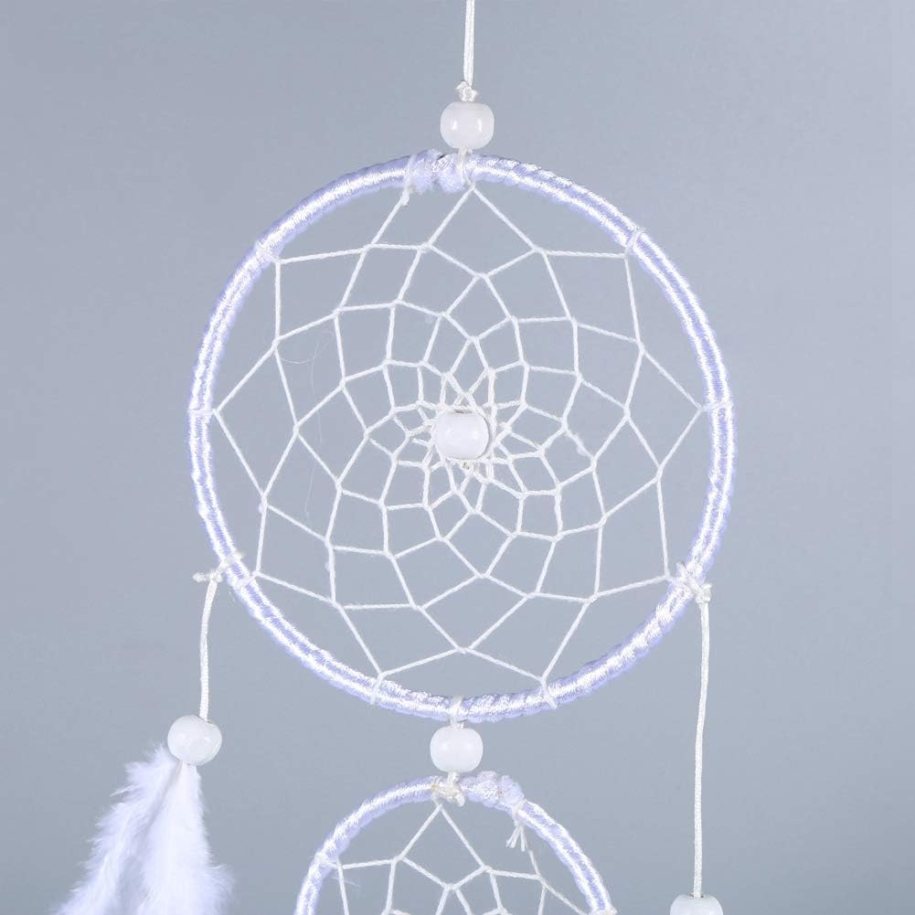 White Dreamcatcher Wind Chimes Indian Style Beads Feather Pendant Home Wall Window Decor image number 4