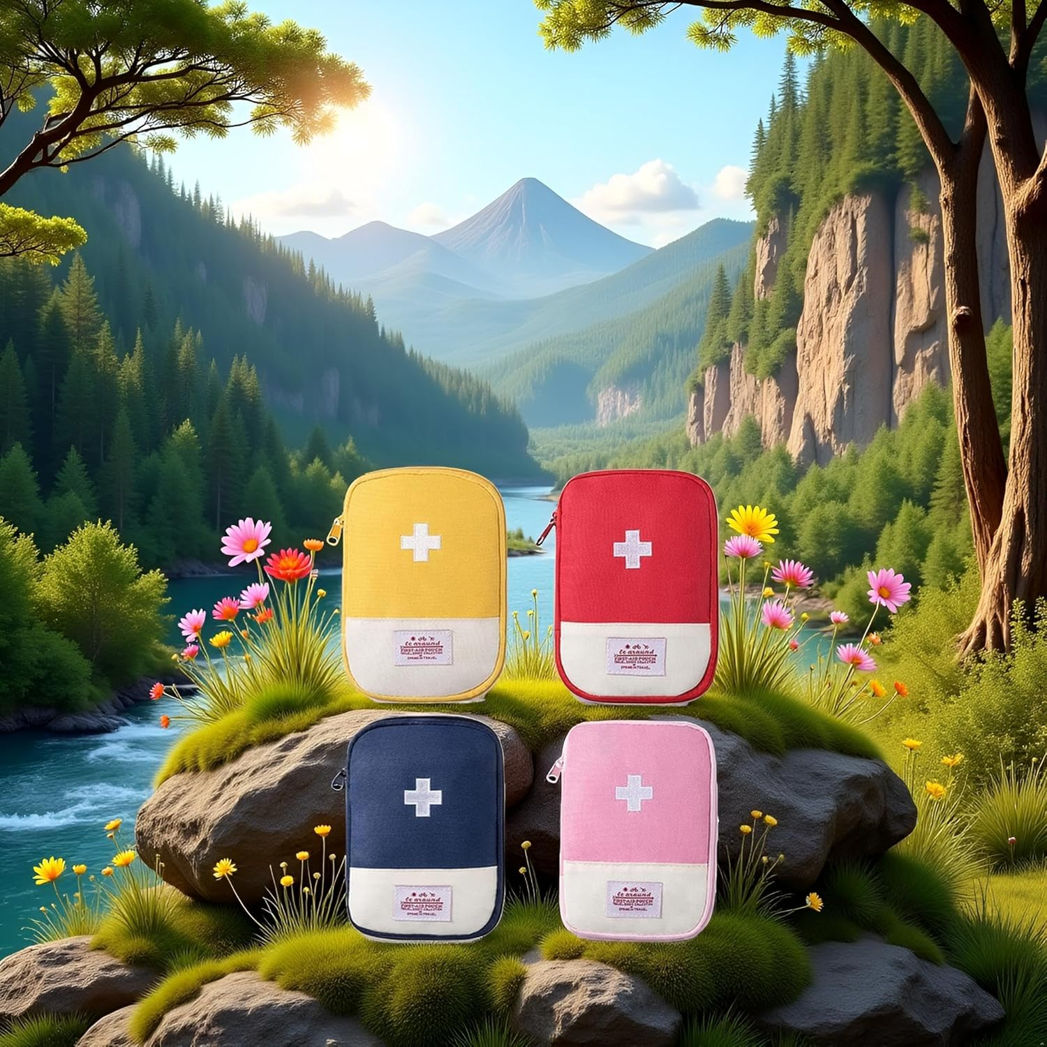 4Pcs Empty Travel Mini First Aid Pouch, Portable Outdoor First Aid Medical Rescue Bag Multi-Function Emergency Medicine Storage Organizer Bag Health and Household Supplies (Small) image number 5