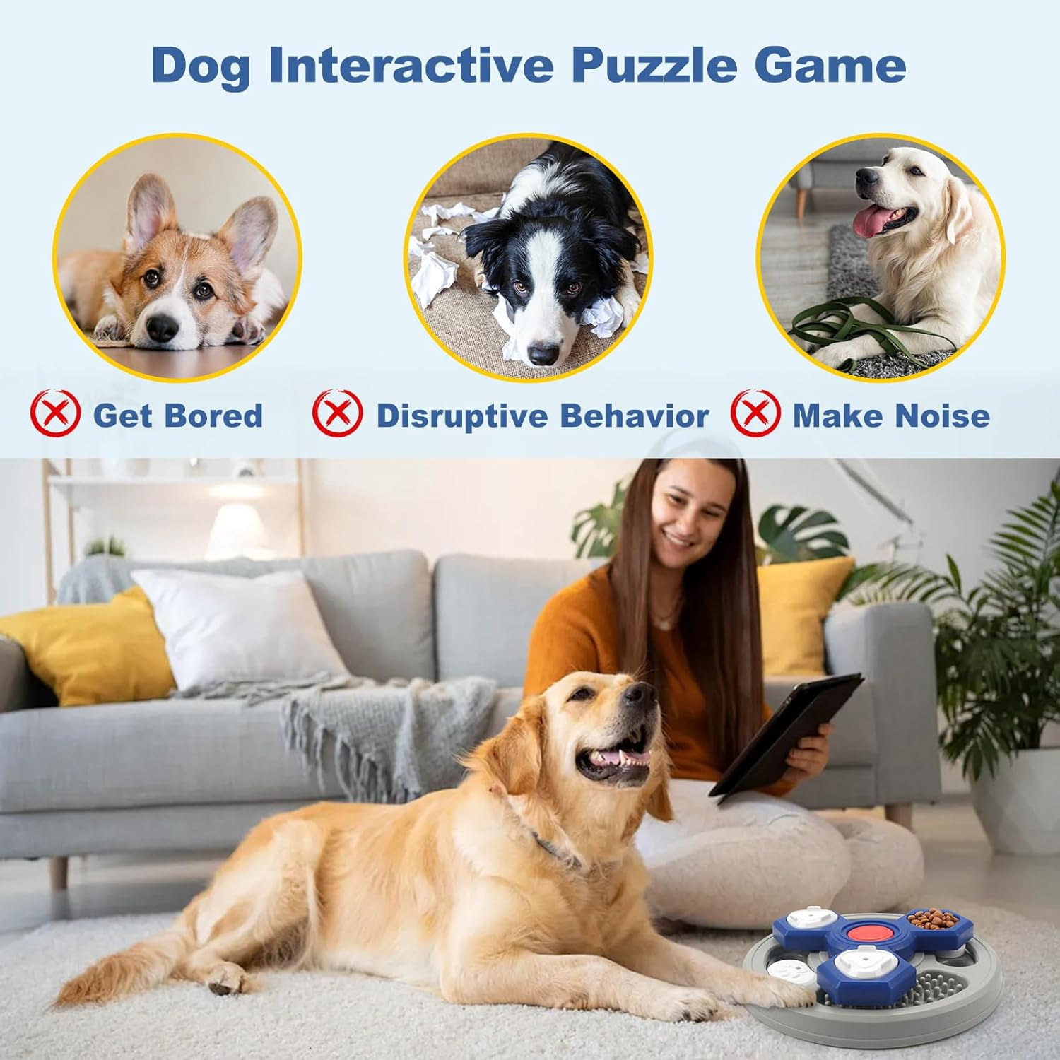 Dog Puzzle Slow Feeder Toys, Dog Interactive Toys, Dog Food Puzzle Dog Treat Puzzle Toys, Treat Dispenser for Smart Dogs, Puppy &Cats Fun Feeding image number 2