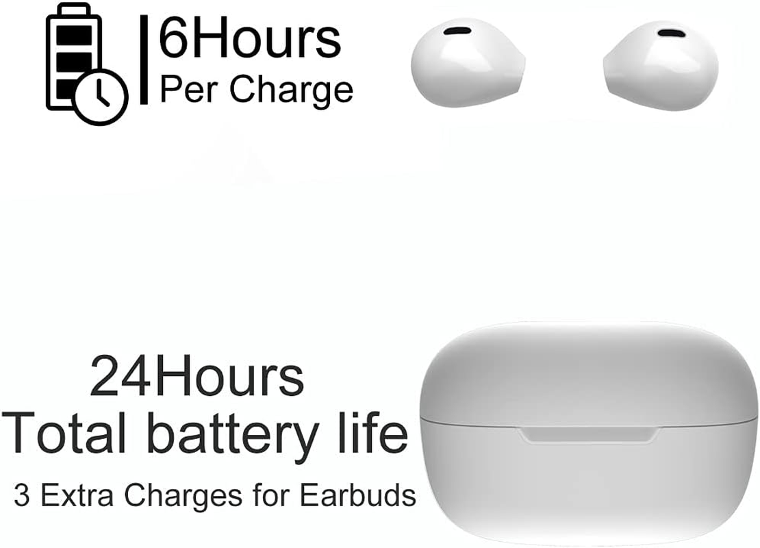 Eleror Mini Wireless Bluetooth Earbuds Invisible Earpiece Small Ear Buds Semi In-Ear Headphone for Work, Walk, Handsfree, Sleep on Side (White)