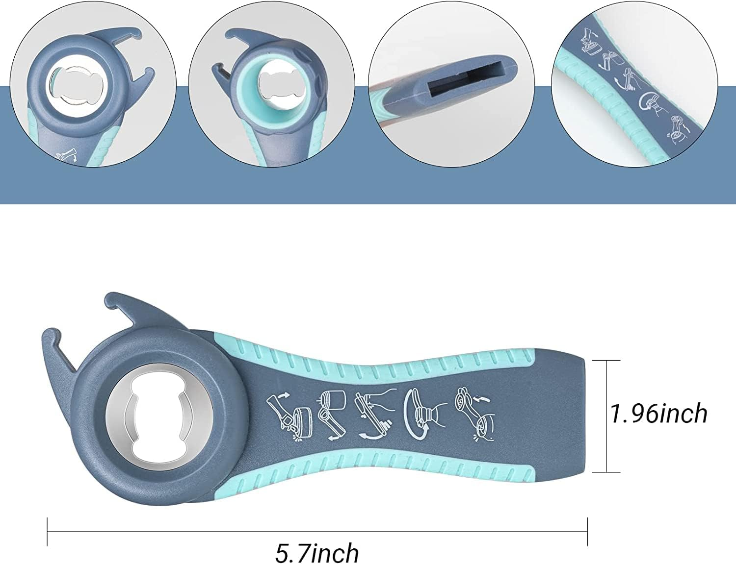 MAEXUS 4 in 1 Jar Opener Kit for Seniors with Arthritis, 5 in 1 Multi-Function Bottle Can Opener Set for Weak Hands, Grip Lid Twist Gripper image number 6