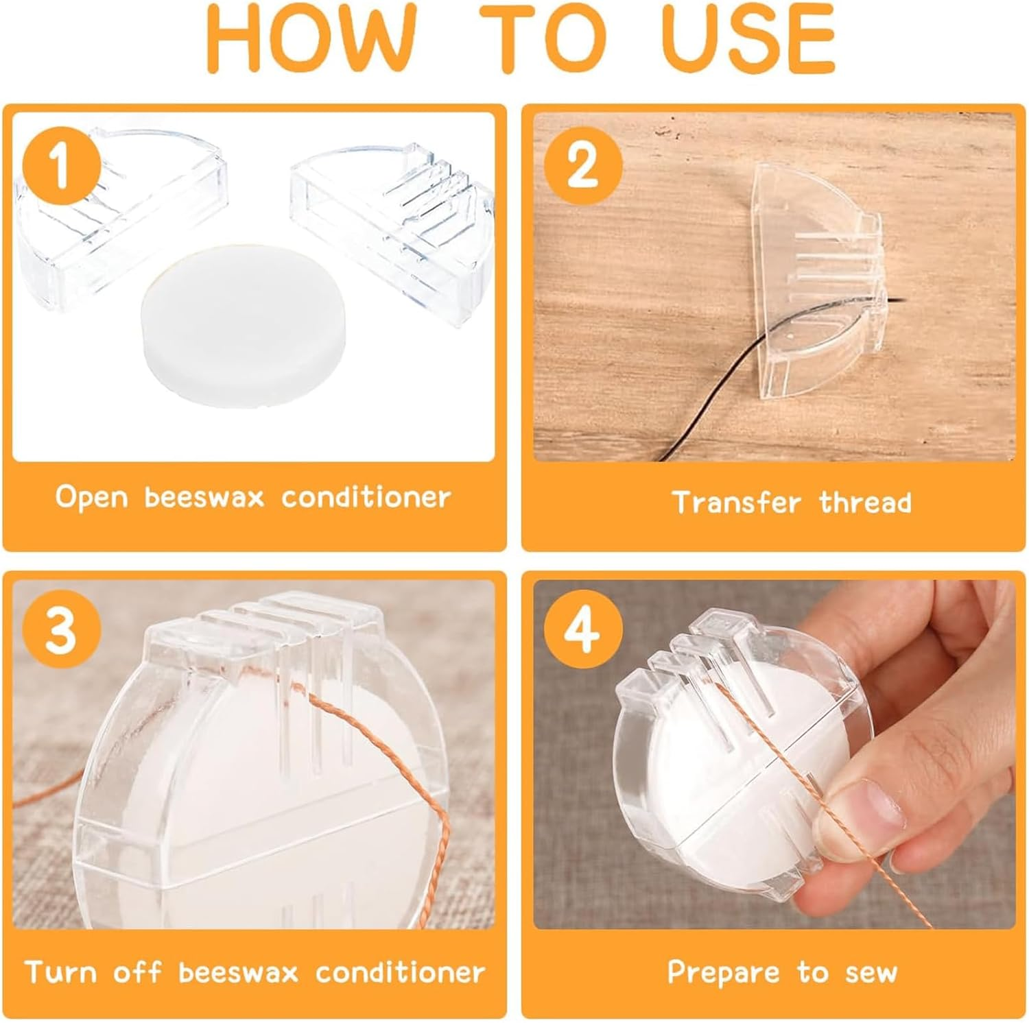 Hunken 6 Pack Beeswax Thread Conditioner, Sewing Wax for Hand Sewing & Embroidery, Smooth Wax with Storage Box for Thread Strengthening and Fraying Prevention (Yellow and White) image number 1