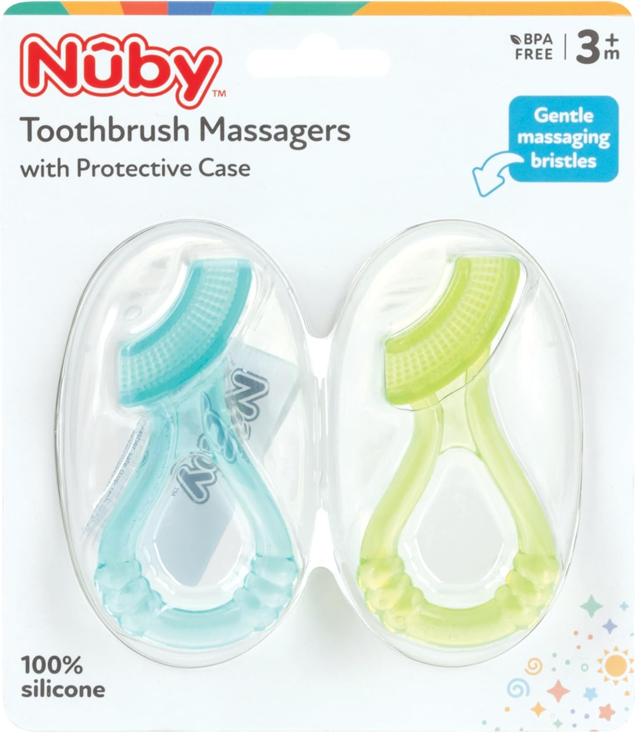 Nuby Soft Silicone Gum Massager with Hygienic Case, 2-Pack, 3 M+ image number 5