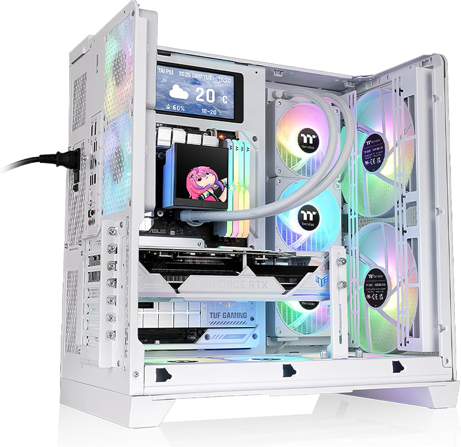 Thermaltake View 390 Air Curved Tempered Glass ATX Mid Tower Case Snow Edition, CA-11F-00M6WN-00 image number 4