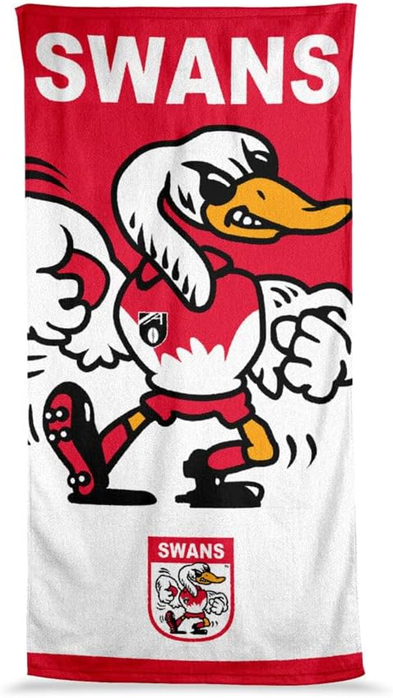 AFL Sydney Swans Mascot Jumbo Beach Bath Towel, 90 X 170Cm