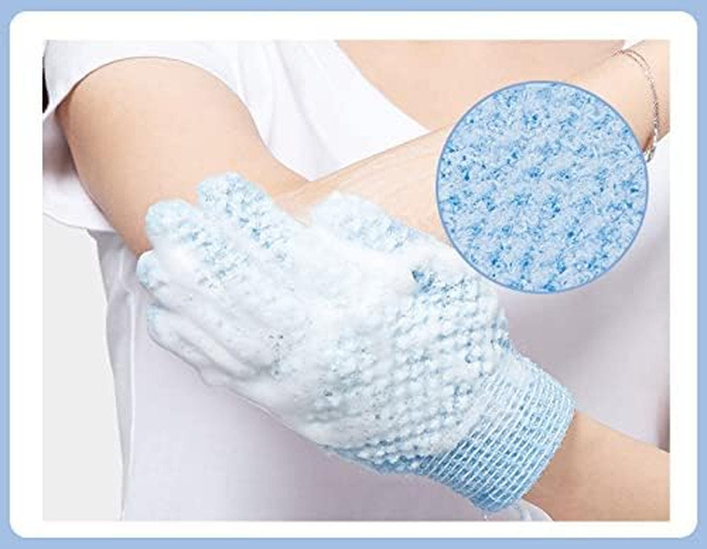 WOIWO 2 PCS Five-Finger Jacquard Bath Scrub Double-Faced Five-Finger Wash Scrub Towel Bath Gloves Wash Bath